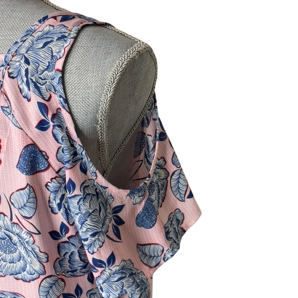 Kut from the Kloth MC Pink and Blue Backless Short Sleeve Blouse size S - Picture 6 of 11